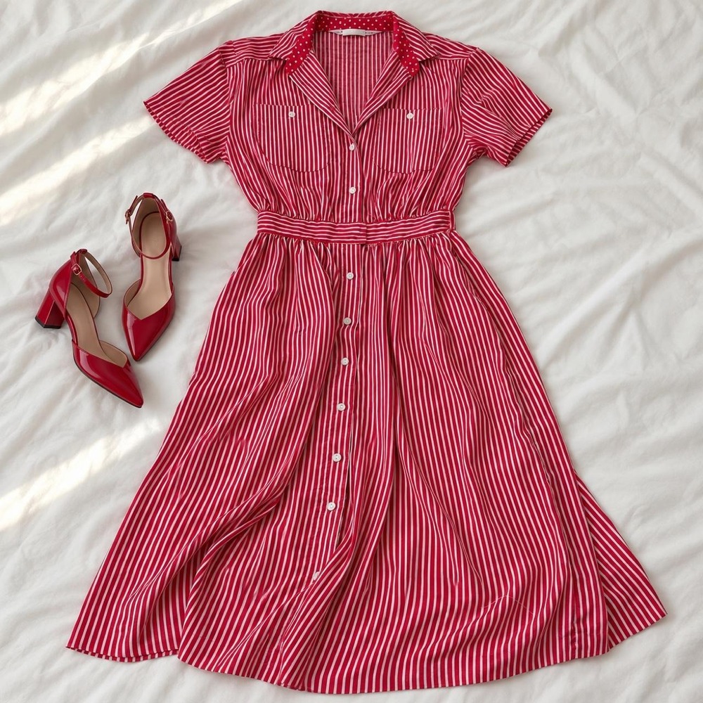 Vintage Striped Shirt Dress